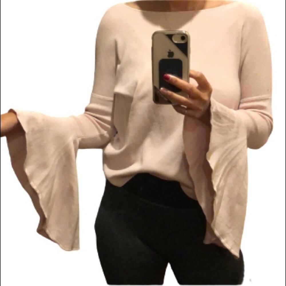 EXPRESS Boatneck Flare Sleeve Sweater Blouse